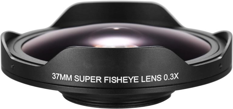 37MM 0.3X HD Ultra Wide Angle Fisheye Lens with Hood Replacement for Camcorders