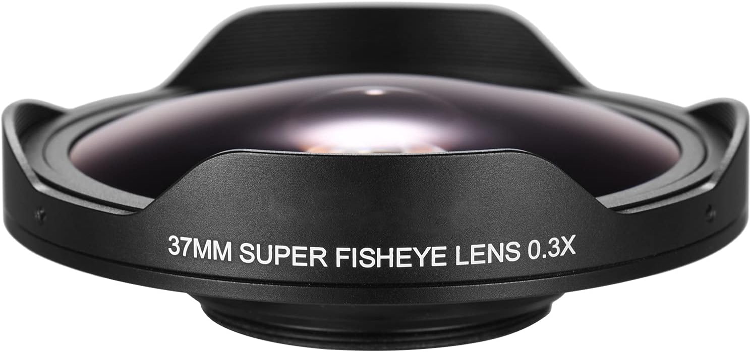 37MM 0.3X HD Ultra Wide Angle Fisheye Lens with Hood Replacement for Camcorders