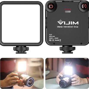 VL-81 LED Video Light w Softbox, Portable Light for Photography Cold Shoe On-Camera Video Lights CRI95+ 3200K-5600K Bi-Color 3000mAh Rechargeable Dimmable Vlog Light for DSLR Camera Gopro
