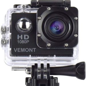 VEMONT Action Camera, 1080P 12MP Sports Camera Full HD 2.0 Inch Action Cam 30m/98ft Underwater Waterproof Snorkel surf Camera with Wide-Angle Lens and Mounting Accessories Kit